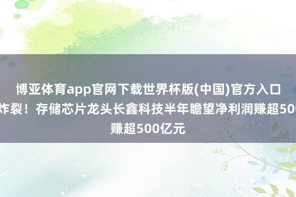博亚体育app官网下载世界杯版(中国)官方入口 事迹炸裂!存储芯片龙头长鑫科技半年瞻望净利润赚超500亿元