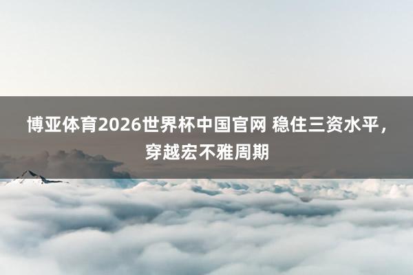 博亚体育2026世界杯中国官网 稳住三资水平,穿越宏不雅周期