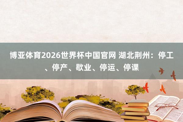 博亚体育2026世界杯中国官网 湖北荆州：停工、停产、歇业、停运、停课