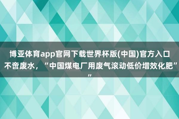 博亚体育app官网下载世界杯版(中国)官方入口 不啻废水，“中国煤电厂用废气滚动低价增效化肥”