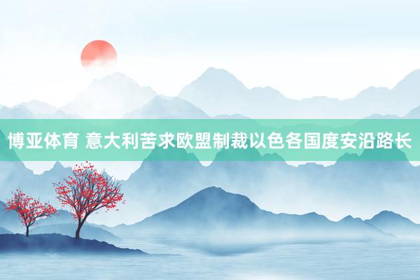 博亚体育 意大利苦求欧盟制裁以色各国度安沿路长