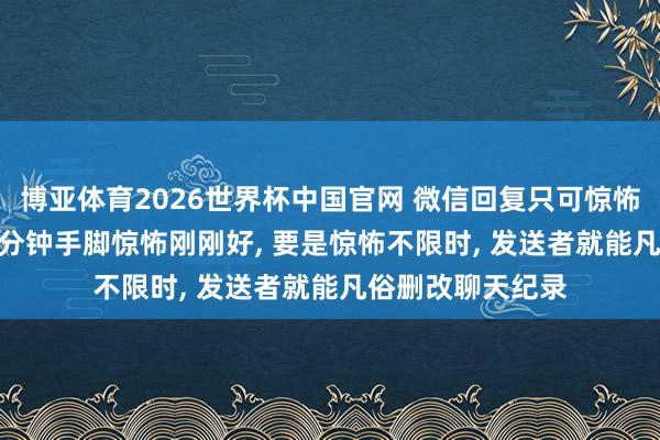博亚体育2026世界杯中国官网 微信回复只可惊怖2分钟内音问: 2分钟手脚惊怖刚刚好, 要是惊怖不限时, 发送者就能凡俗删改聊天纪录