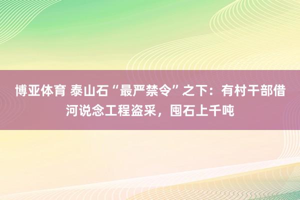 博亚体育 泰山石“最严禁令”之下：有村干部借河说念工程盗采，囤石上千吨