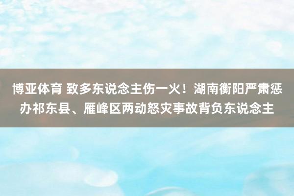 博亚体育 致多东说念主伤一火!湖南衡阳严肃惩办祁东县、雁峰区两动怒灾事故背负东说念主