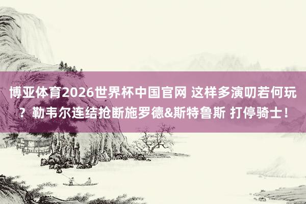 博亚体育2026世界杯中国官网 这样多演叨若何玩？勒韦尔连结抢断施罗德&斯特鲁斯 打停骑士！