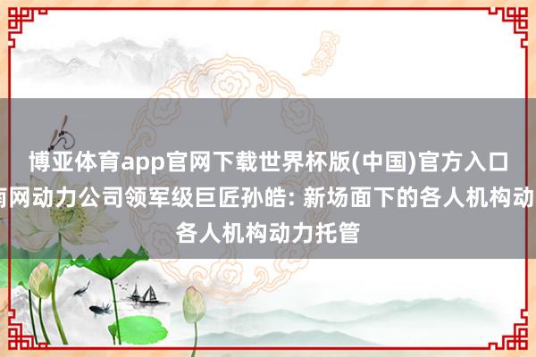 博亚体育app官网下载世界杯版(中国)官方入口 专访南网动力公司领军级巨匠孙皓: 新场面下的各人机构动力托管