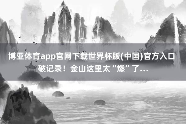 博亚体育app官网下载世界杯版(中国)官方入口 破记录!金山这里太“燃”了…