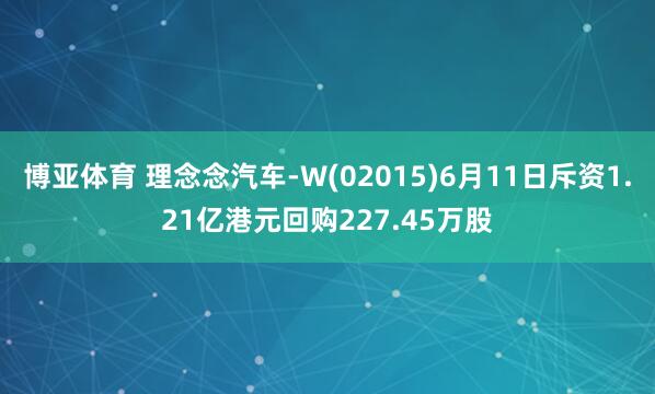 博亚体育 理念念汽车-W(02015)6月11日斥资1.21亿港元回购227.45万股