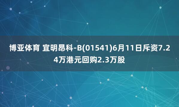 博亚体育 宜明昂科-B(01541)6月11日斥资7.24万港元回购2.3万股