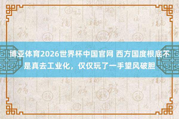 博亚体育2026世界杯中国官网 西方国度根底不是真去工业化,仅仅玩了一手望风破胆