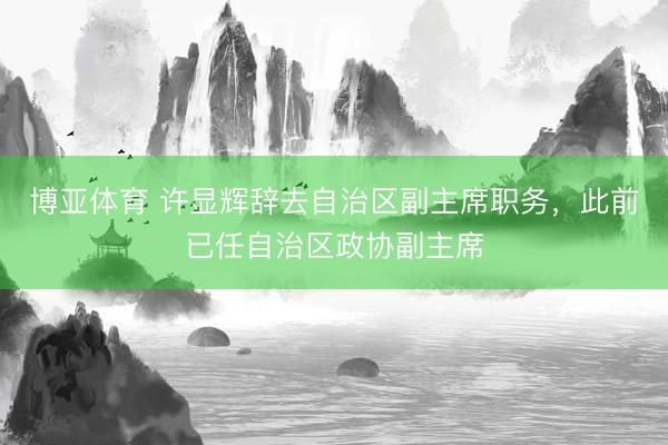博亚体育 许显辉辞去自治区副主席职务，此前已任自治区政协副主席