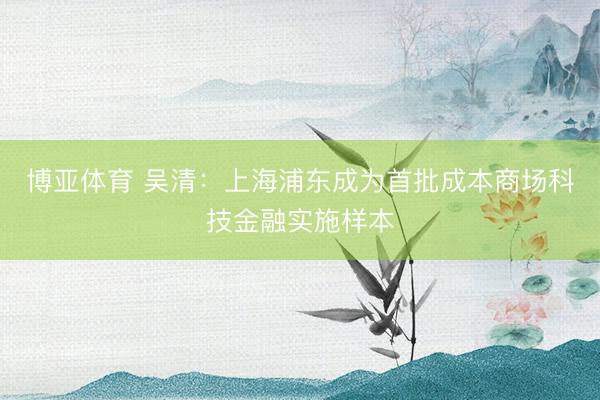 博亚体育 吴清:上海浦东成为首批成本商场科技金融实施样本
